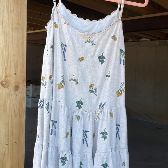 Long embroidered linen and flax tank - Picture 5 of 8